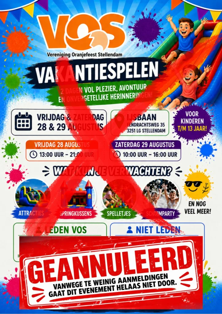 ❌VOS-vakantiespelen 2026 geannuleerd